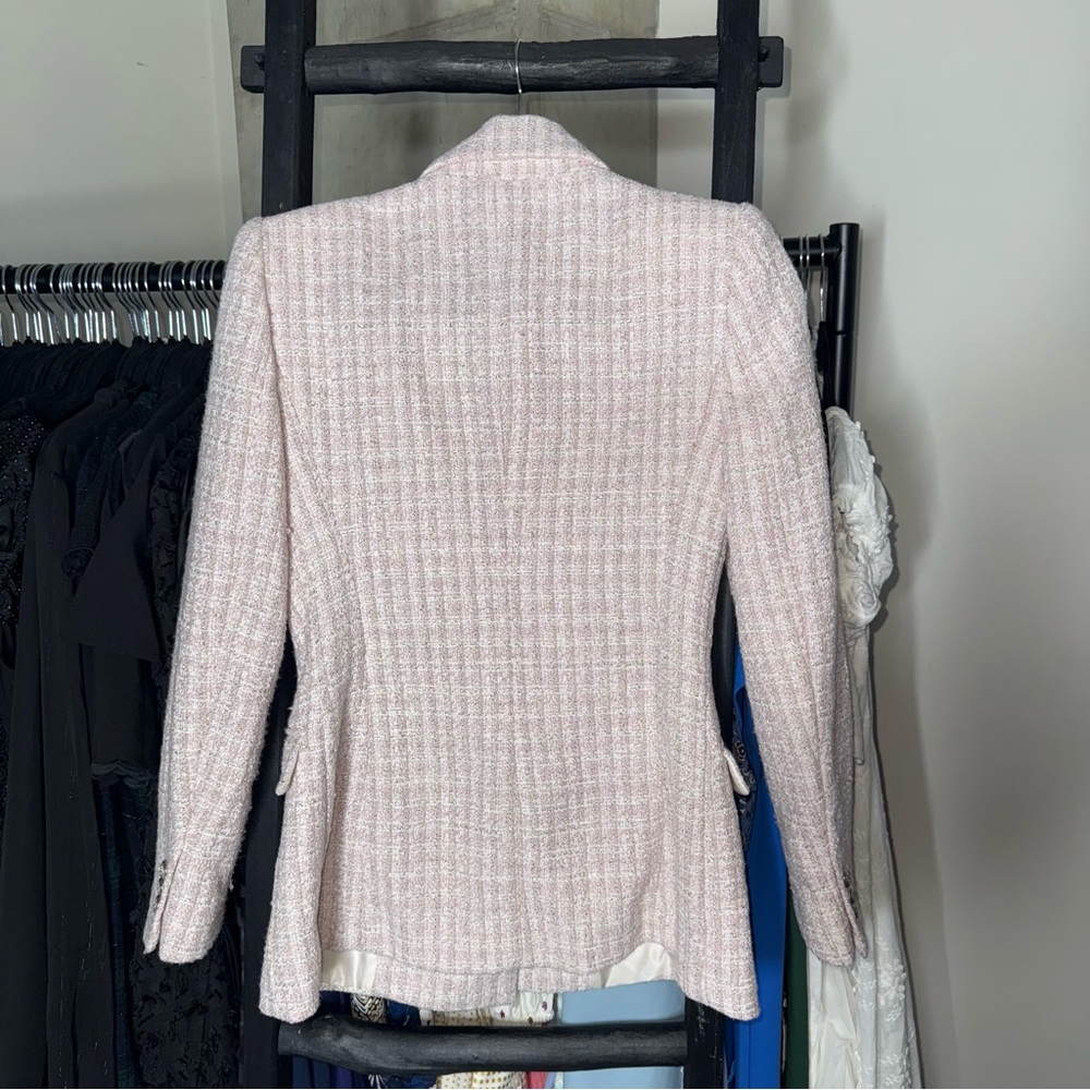 ZARA Pink Tweed Double-Breasted Blazer Jacket - Picture 12 of 17